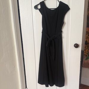 Chic Black Midi Dress with Removable Bow